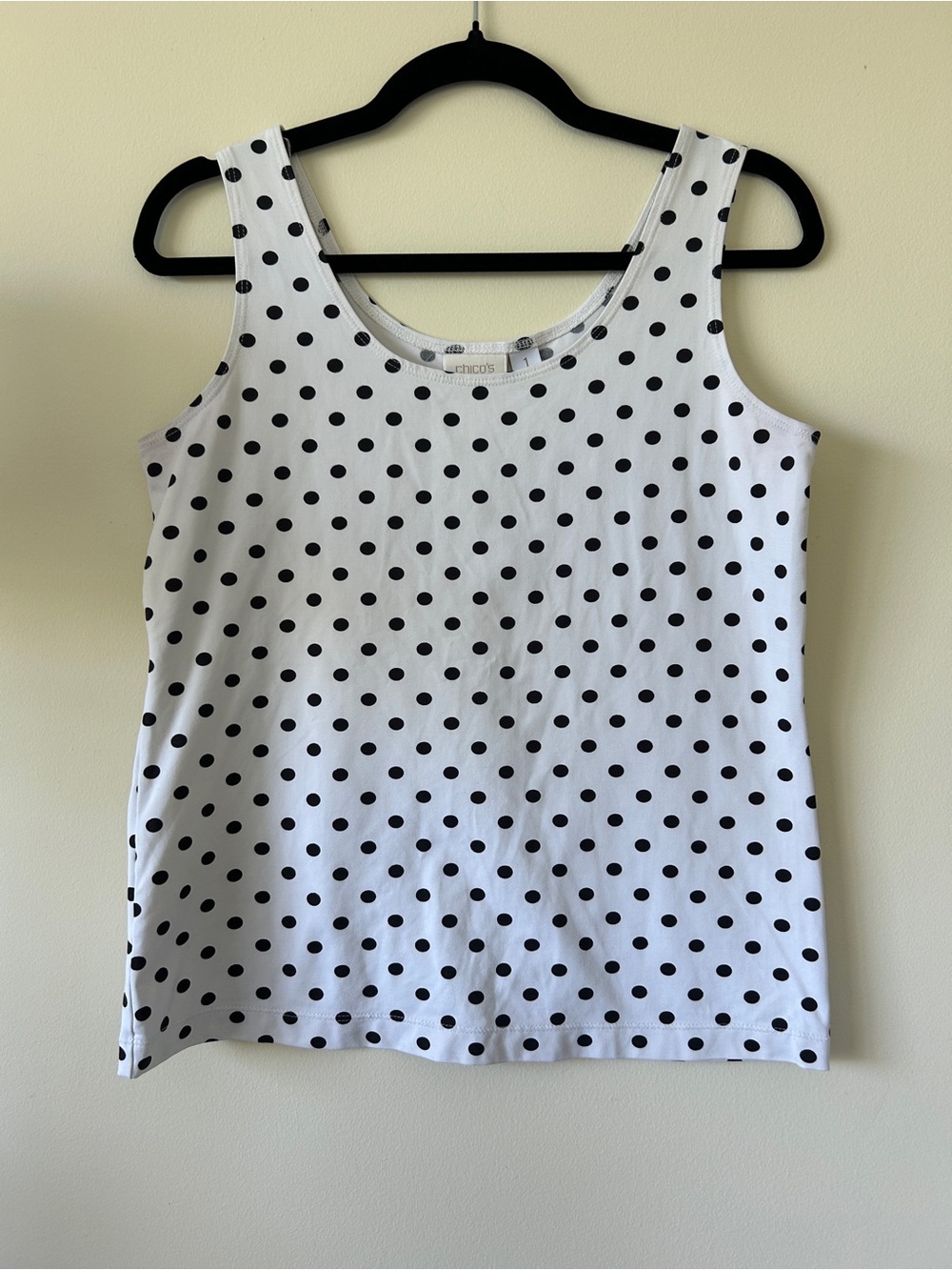 Chico's White Tank Top with Black Polka Dots